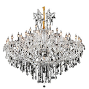 Lámpara de Araña de Cristal Redonda con Base para Bombilla E26, LED Blanco Cálido de 3500K, Altura Ajustable, Acabado Dorado, Lámpara Colgante para Sala de Estar - Product Image 1