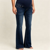 Jean de maternité bootcut pour femme, taille haute, extensible, en denim, style décontracté pour le travail