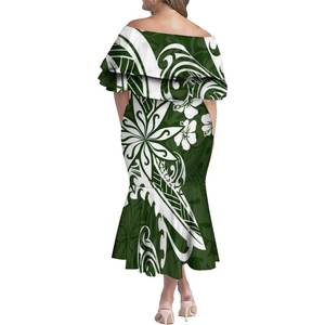 Vestidos de noche con estampado de logotipo personalizado para mujer, vestidos elegantes de medio hombro con chal - Product Image 4