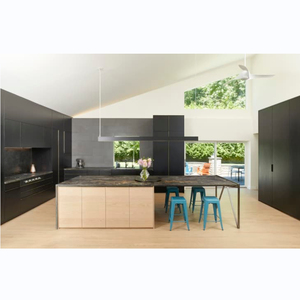 Armarios de cocina modernos negros mate éxito de ventas Aisen con mesa de madera maciza - Product Image 6