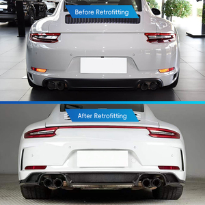 Kit carrosserie sport 2016-2019 pour modification et amélioration de voiture, avec lèvre de pare-chocs arrière et feux arrière intégrés, compatible avec 911 991.2 - Product Image 2