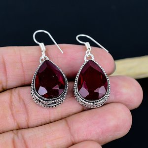 Handmade <b>Garnet</b> Drop <b>Earrings</b> Dangle Drop <b>Earrings</b> Stylish Gemstone <b>Earring</b> Handmade Gemstone <b>Earrings</b> Dangle Drop <b>Earrings</b> - Product Image 1