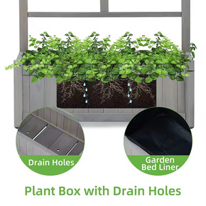 Jardinera de madera con rejilla, soporte de suelo para plantas, trepadora, para jardín, patio, balcón, terraza, macetero. - Product Image 2