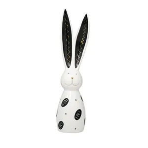 Flolenco Luxury Home Decoration Easter Rabbit Ornaments Cute Ceramic Rabbit Figurine Home Decor Bunny Sculpture