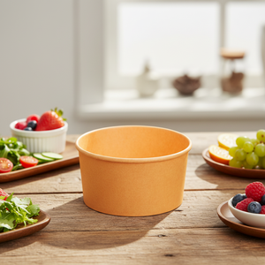 Bol à salade en papier kraft compostable écologique, récipient alimentaire jetable anti-fuite pour salade et soupe avec personnalisation - Product Image 1