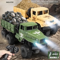 Camion militaire télécommandé 2,4 GHz en plastique, haute vitesse, tout-terrain, avec éclairage, chargement de marchandises et évitement d'obstacles sur 40 m