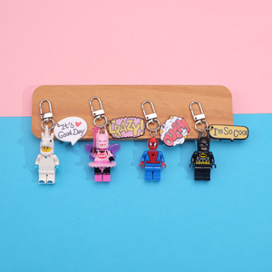 QYS Cartoon Star Bat Keychain Anime Doll Backpack Accessory Cute Building <b>Blocks</b> Keyring Personalized Cosplay Item - Product Image 6