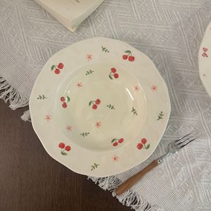 乐益韩式ins不规则手拉花8寸陶瓷深盘高美学甜品沙拉汤盘 - Product Image 6