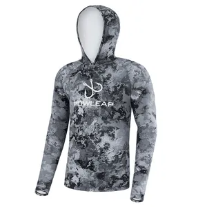 Sublimación personalizada Quick Dry UPF 50 + Uv Hoodie Sun Protective Fishing Shirts con capucha