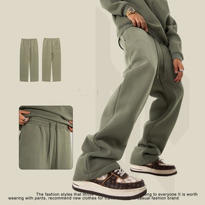 Ventas al por mayor 345G Algodón Poliéster Invierno Cremallera invisible Juventud Suelto Acolchado Recto Hombres Pantalones de chándal Joggers - Product Image 4