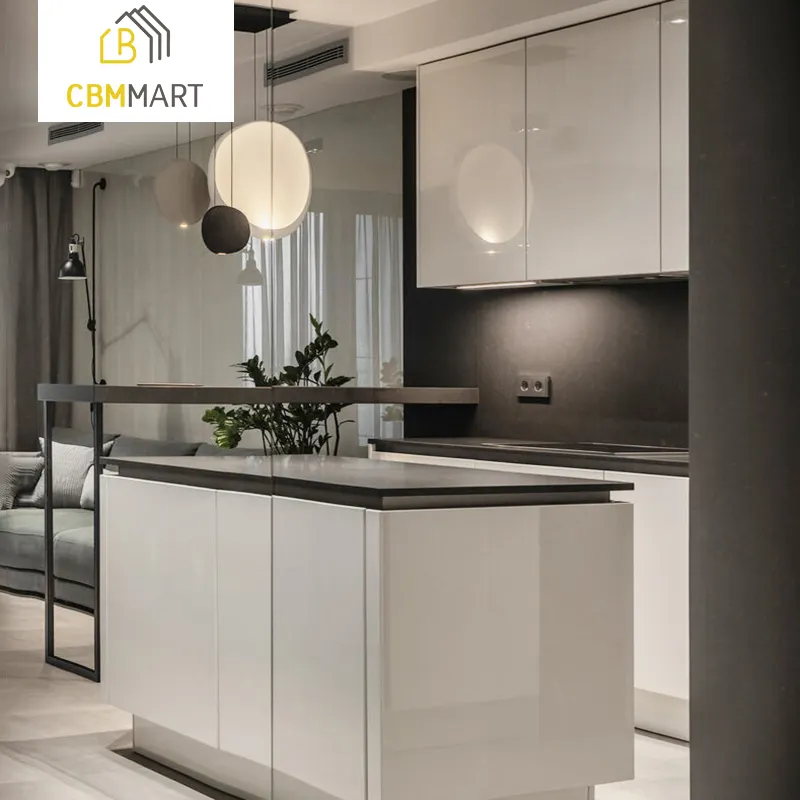 For Prefab House Quartz Stone Countertop Small Apartment Kitchen Cabinet