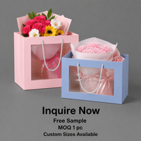 Sac en papier recyclable pour fleurs avec fenêtre transparente pour l'exposition de bouquets