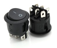 Interrupteur à bascule rond KCD1 6 broches 6A 250VAC ON-OFF 2 positions PA66/PC pour contrôle industriel