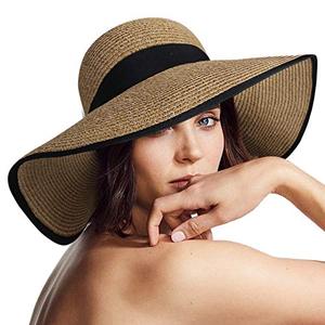 หมวกฟางกันแดดสำหรับผู้หญิง,หมวกปีกกว้างพับได้หมวกชายหาดปีกกว้างสำหรับผู้หญิงน้ำหนักเบา - Product Image 3
