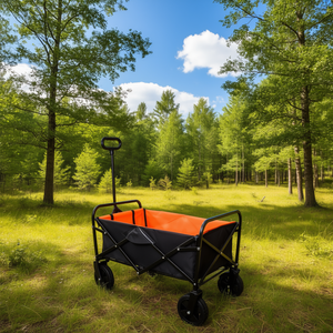 Chariot de camping pliable orange en aluminium à quatre roues pour usage extérieur et jardin - Product Image 2