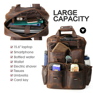 حقيبة ظهر رجالية فاخرة مخصصة من الجلد الطبيعي الأصيل بتصميم عتيق للابتوب - Product Image 5