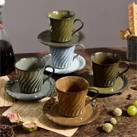 Persoonlijkheid Creatieve Souvenir Cup Afternoon Tea Mok Klei Koffiekopje Custom Retro Keramische Kopje Koffie En Schotel Set