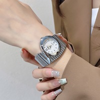 Montre-bracelet de luxe pour femme, bracelet accordéon élastique, en alliage or et argent, fine, à quartz, mouvement Seagull
