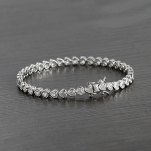 Cadena de tenis para mujer, pulsera de tenis para pareja con forma de corazón de 4*4mm, cadena de una sola fila estilo Hip Hop, collar de moda Tanjing Lijing para mujer - Product Image 3