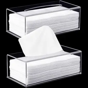 Scatola Dispenser di fazzoletti per il viso in acrilico scatola porta fazzoletti di carta scatola di fazzoletti per il viso e 8 pezzi di paraurti in Silicone per il bagno