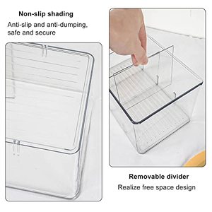 Organisateur de rangement alimentaire en plastique moderne à 4 compartiments pour cuisine, boîte de rangement pour garde-manger en PET avec séparateurs amovibles pour sachets et pochettes - Product Image 5