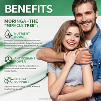 Suplemen Bubuk Daun Moringa Antioksidan Alami untuk Pencernaan, Pertumbuhan Rambut & Dukungan Imunitas Unisex 60 Pil/Botol