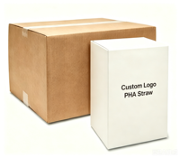 300 pièces/boîte, 10 boîtes/carton, pailles biodégradables marines enveloppées de PHA de 7,75 pouces avec couleur personnalisée