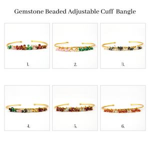 Bracelet jonc manchette ouvert style perlé plaqué or bracelet réglable cadeau pour elle multi pierres précieuses bracelet en gros pour les femmes - Product Image 2