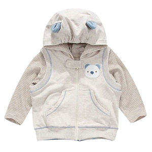 Ensemble personnalisé pour bébés <span class=keywords><strong>et</strong></span> nouveau-nés en coton biologique veste à capuche zippée manteau <span class=keywords><strong>t</strong></span>-<span class=keywords><strong>shirt</strong></span> <span class=keywords><strong>et</strong></span> pantalon ensemble de 3 pièces - Product Image 4