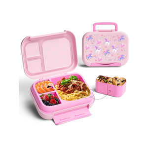 Ensemble boîte à lunch et tasse à boire chauffables, motif nœud mignon, avec couvercle en plastique, compatible micro-ondes et anti-fuite, pour étudiants, directement de l'usine - Product Image 1