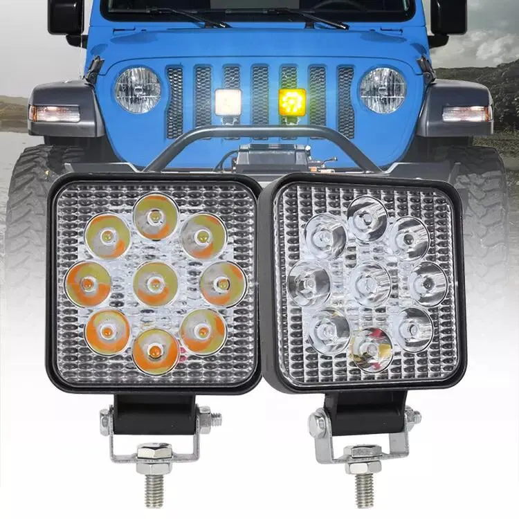 KEEN 27W Dual Color led Work Light for Truck Tractor SUV 4X4 Excavator Fix+Flash Off road Headlight Spotlight Fog Lights Turning