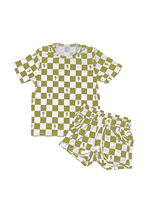 Ensemble de vêtements pour bébé et tout-petit, style estival, noir et blanc, en bambou doux, avec motif à carreaux, short pour bébé