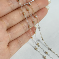Chaîne en or 14 carats plaqué or vintage de 3 mm avec perles et chaîne en argent S925 pour la fabrication de colliers, bracelets et accessoires de bijoux faits main