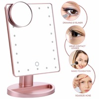 Espejo de Maquillaje Portátil con Pantalla Táctil LED Personalizada, Lámpara de Mesa con Espejo Cosmético