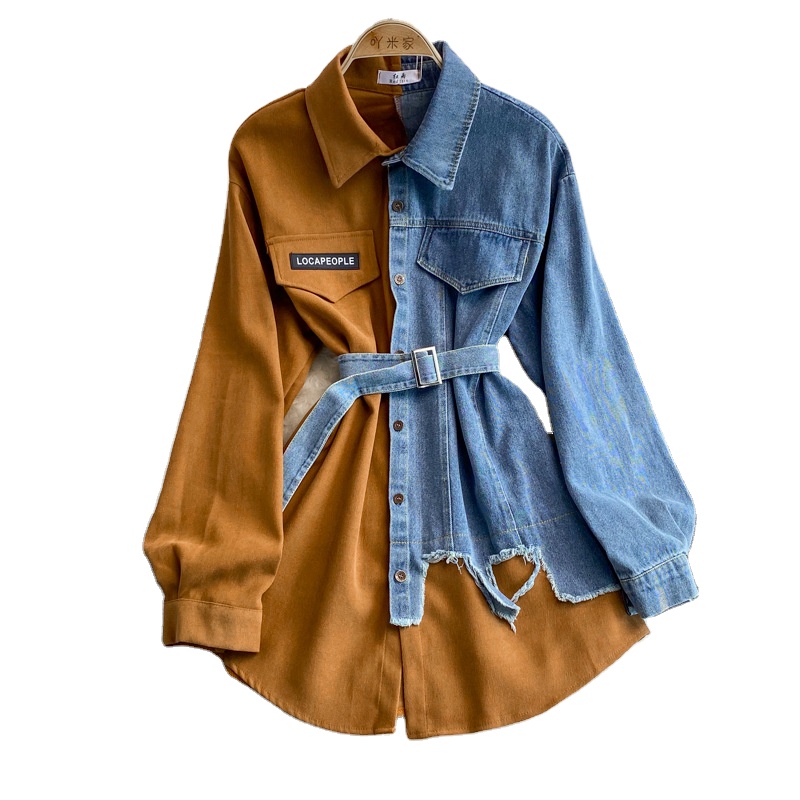 Wholesale Midi Hirt Dress Irregular Dress Patchwork Dress Denim Dress for Women,5 Pieces