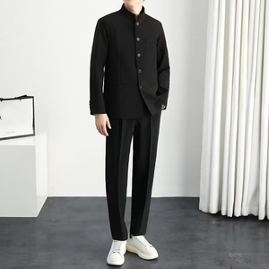 Abito Casual con colletto rialzato Zhongshan <span class=keywords><strong>Blazer</strong></span> <span class=keywords><strong>doppiopetto</strong></span> da <span class=keywords><strong>uomo</strong></span> con chiusura a bottone per pantaloni antimosca abbigliamento per adulti taglie forti - Product Image 1