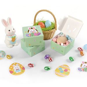 กล่องของขวัญ<span class=keywords><strong>กระดาษ</strong></span>ลายกระต่ายอีสเตอร์สีเขียวสี่เหลี่ยมจุด - Product Image 1