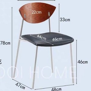 Nordic Metal <b>Backrest</b> Chair With Leather Seat For Dining Room Adult Use - Product Image 5
