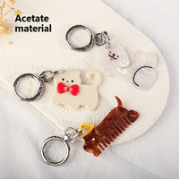 Draagbare schattige cartoon tasbedel van acetaat, kat, fruit, dierenvorm, mini-kam sleutelhanger hanger voor promotionele geschenken groothandel