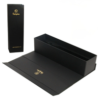 Boîte cadeau pour vin en carton magnétique noir de luxe, simple ou double, avec mousse EVA pour vin et verre