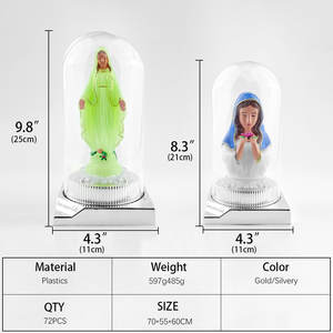 Fabrieks Christelijke Glazen Cover Plastic Katholieke Religieuze Geschenkartikelen Lichtgevende Gezegende Maagdelijke Moeder Mary Madonna Beeldje - Product Image 3