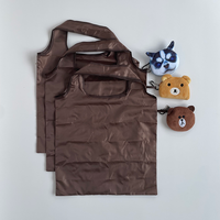 Sac fourre-tout pliable personnalisé en peluche de dessin animé, pochette de rangement, sac de courses en polyester 190T recyclé, réutilisable et écologique