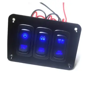 Rocker Switch Aluminum Panel 3 Gang Toggle Switches Dash ON/Off 2 LED Backlit For jeep wrangler