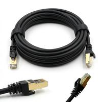 Kabel Patch Tembaga Murni IDEX Cat8 28AWG dengan Konektor RJ45 Transmisi 40Gbps 20000MHz untuk Komunikasi Ethernet LAN 3M/10FT