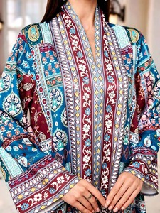 Robe Abaya Élégante Bohème à Motifs Géométriques pour <span class=keywords><strong>Femme</strong></span> 2026 – Tissu Polyester Longueur Ras du Sol Respirant Col en V pour l'Aïd et les Mariages - Product Image 6