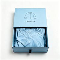 Boîte à tiroir coulissant en carton rigide pour emballage de t-shirts, avec gaufrage, pelliculage mat et doublure en éponge pour vêtements