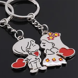 Couple Lover Gift Key Ring Chain Metal Bride Groom Heart Love Keychain Christmas Gift metal key chains other key chains