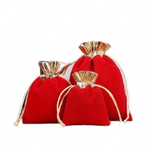 Proluxe Custom Gold <b>Pouch</b> Promotion <b>Drawstring</b> Small Gifts Velvet Packaging Bag With Logo - Product Image 3