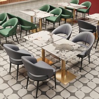 Mobilier de restaurant moderne et de luxe sur mesure Chaise en velours pieds dorés Sièges et cabines Ensembles de tables à motif de marbre