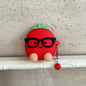 Étui mignon en forme de tomate 3D, housse de protection en silicone souple avec breloque cerise, compatible avec les étuis <span class=keywords><strong>AirPod</strong></span> 1/2/3/4/Pro/Pro 2/Pro 3 - Product Image 3